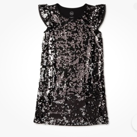 Wonder Nation Girls Black Sequin Dress Size Medium (7-8) NEW - Picture 1 of 9